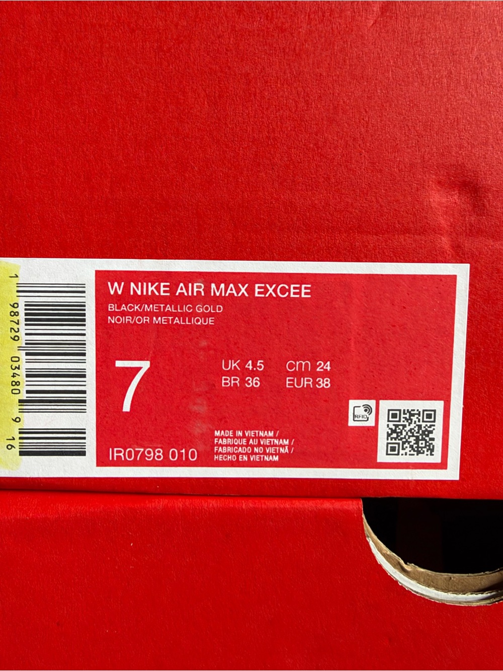 Nike Air Max Excee Black Metallic Gold IR0798-010 Women’s Size 7 - Picture 6 of 6